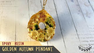 JustHandmade  Epoxy resin autumn golden pendant  tutorial  Jewelry design  DIY [upl. by Sivrad]