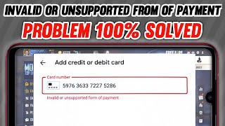 Solve Free Fire Debit Card ATM Card Credit Card Top Up Error  free fire invalid form of payment [upl. by Arrehs453]