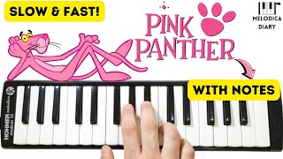 PINK PANTHER 🔍 THEME SONG  Melodica Tutorial Notes [upl. by Esinal]