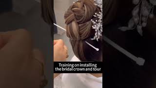 Training on installing the bridal crown and veilbridalcrown shortvideo [upl. by Emiaj]