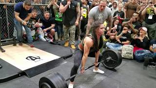 Stefi Cohen deadlifts 545 lbs in Animal Pak Cage 2018 [upl. by Lamp137]