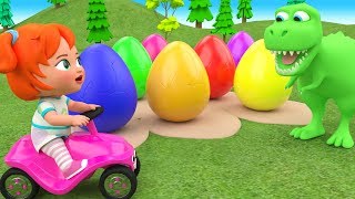 Little Baby Girl Fun Learning Colors for Children with Color Eggs Dinosaur Cartoons 3D Kids Edu Play [upl. by Ardnuek]