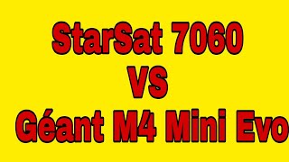 مراجعة جهاز ستارسات Starsat 7060 و مقارنته بجهاز جيون Géant M4 Mini Evo [upl. by Skipp]