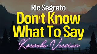 Dont Know What To Say  Ric Segreto KARAOKE [upl. by Rae]