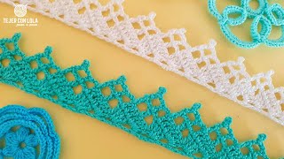 Puntilla de Crochet para Principiantes SIMPLE y SOFISTICADA💙 Solo 2 vueltas y en Vertical [upl. by Treblig]