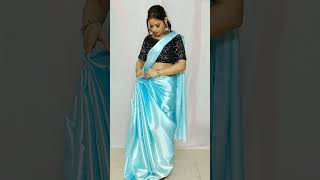 Satin Silk Saree draping tutorial for begginers 🖤beautynstyle ytshorts yt youtube saree shorts [upl. by Eatnwahs60]