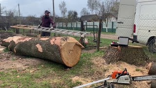 Logs to Lumber Alaskan Chainsaw MillingИз бревна в слэбы [upl. by Vinay]