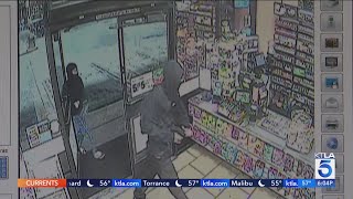 Deputy walks in on attempted robbery at California 7Eleven [upl. by Ecneps]