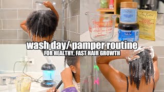 My Natural Hair WINTER WASH DAY PAMPER ROUTINE for Healthy Fast Hair Growth [upl. by Yatnuhs]