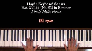 Haydn Keyboard Sonata No 53 Molto vivace mvt Piano Tutorial SLOW [upl. by Ididn]