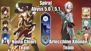 C0 Navia Chiori Team and C0 Arlecchino Xilonen Team SPIRAL ABYSS 50  51  Genshin impact [upl. by Karleen782]