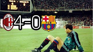 Unutulmaz Maçlar Milan 40 Barcelona 1994 Şampiyonlar Ligi Finali  Gerçek Futbol [upl. by Rimidalv]