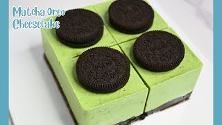 NoBake Matcha Oreo Cheesecake Soothing Baking [upl. by Airotahs110]