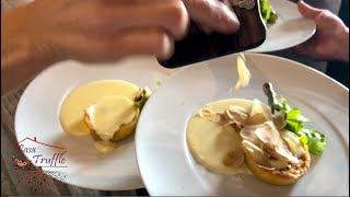 Slicing White Truffles over quiche and fonduta [upl. by Aniram]