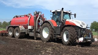 Bouwland bemesten met Steyr Terrus CVT 6270 en Garant Kotte mesttank  Loonbedrijf Zandman 2019 [upl. by Jeavons]