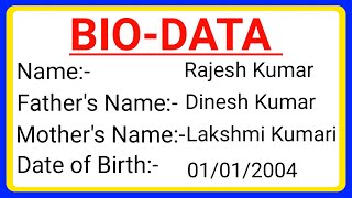 BioData format  Bio Data kaise banaye  How to make Bio Data in English  Bio data kaise likhe [upl. by Raney343]