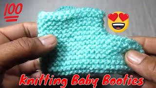 Knitting Baby Booties0 to 3 months Hindi [upl. by Anerahs]