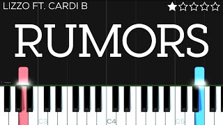 Lizzo  Rumors feat Cardi B  EASY Piano Tutorial [upl. by Eceirahs]