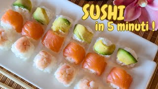 SUSHI FATTO IN CASA IN 5 MINUTI  Sushi veloce  Riso per Sushi  Ricetta Sushi  Cube Sushi [upl. by Dawna]