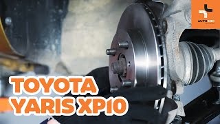 Hoe een remschijven vooraan van remblokken vervangen op een TOYOTA YARIS XP10 HANDLEIDING  AUTODOC [upl. by Pascia]