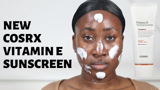 COSRX VITAMIN E VITALIZING SUNSCREEN SPF 50 REVIEW ON DARK SKIN [upl. by Quent]