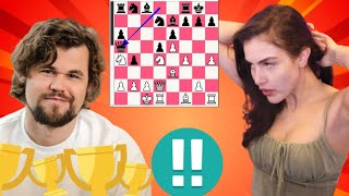 Wonderful Magnus Carlsen vs Alexandra Botez chess game 539 [upl. by Nesyaj]