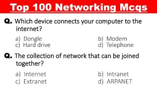 Top 100 Computer Networking Mcqs  Networking mcq questions and answers [upl. by Bramwell]