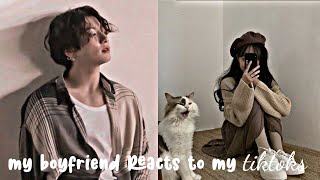 ♡ my boyfriend reacts to my tiktoks ♡jungkook FF jungkooksuwuside [upl. by Hawker]