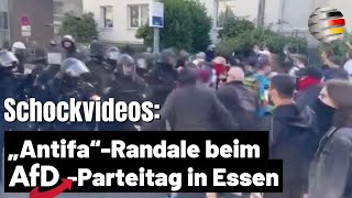 Schockvideos „Antifa“Randale beim AfDParteitag in Essen – mehrere Polizisten verletzt [upl. by Eckblad]