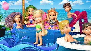 Anna and Elsa Toddlers Swimming Pool Party with Friends Fun Disco Playdate  Elsya and Dylan [upl. by Kelsy]