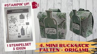 Origami Schnellen Mini Rucksack falten aus Papier  Stampin Up Schulranzen Flaschenpost Anleitung [upl. by Airual118]