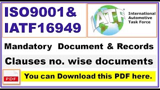 IATF 16949 Mandatory Document amp Records in PDF [upl. by Nahtanha]