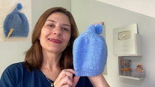 GORRO EM TRICÔ PARA BEBÊ COM RABINHO E POMPOM [upl. by Pinebrook]