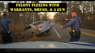 FELONY FLEEING with warrants drugs amp weapon  Arkansas State Police in pursuit chase police [upl. by Enorahs]