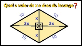 Como calcular a área de um losango Exercícios 9° Ano [upl. by Ledniahs]