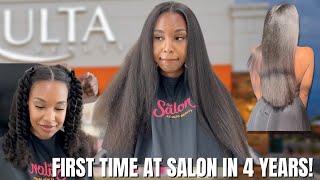 Ulta Salon Silk Press my Natural Hair First time at Salon in 4 years [upl. by Obnukotalo]