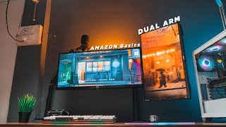 My first Dual Monitor Setup  AmazonBasics Dual Arm Monitor Stand [upl. by Uriia]