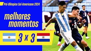 ARGENTINA 3 X 3 PARAGUAI  MELHORES MOMENTOS  PRÉOLÍMPICO DE FUTEBOL MASCULINO 2024  sportv [upl. by Box]