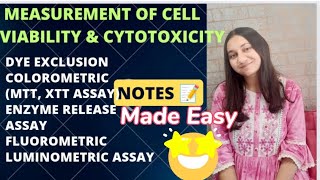 Measurement of Cell Viability and Cytotoxicity  Different Assays Notes 🤩 [upl. by Frisse]