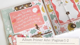 ALBUM PRIMER AÑO PAGINAS 1 Y 2  TUTORIAL  LLUNA NOVA SCRAP [upl. by Kironde79]