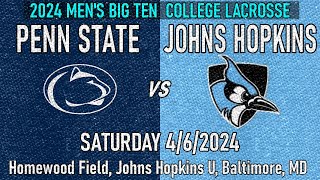 2024 Lacrosse Penn State vs Johns Hopkins Full Game 462024 Mens Big 10 College Lacrosse [upl. by Meit]