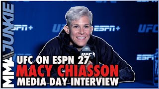 Macy Chiasson Aspen Ladd views me as easy return fight  UFC on ESPN 27 media day [upl. by Pesek]