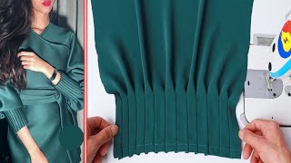 Very easy sleeve design with pin tucks to kurti cutting and stitching Sewing Tutorial and Technique [upl. by Mitzie]