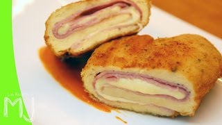 CORDON BLEU PECHUGAS DE POLLO RELLENAS DE JAMÓN Y QUESO  Receta fácil [upl. by Eeliah]