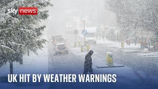 Heavy snow hits parts of Britain as UK weather warnings issued [upl. by Nogras115]