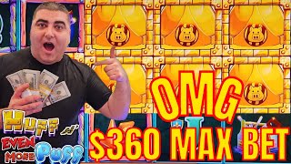 360 Max Bet HUFF N EVEN MORE PUFF Slot Machine BONUS [upl. by Leoj923]