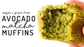 Avocado Matcha Muffins vegan amp grainfree [upl. by Elleirbag800]