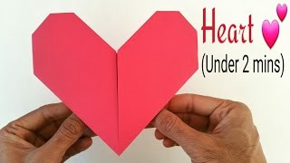 How to make an easy paper quot💕Heartquot under 2 minutesA4 paper  Valentine Origami for Beginners [upl. by Ihsorih]