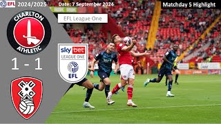 Charlton Athletic 11 Rotherham United Matchday 5 202425 EFL League One Highlight [upl. by Issor]