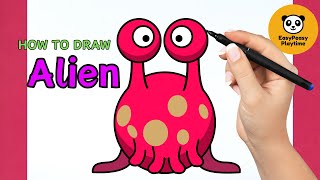 How to draw an Alien  Fun coloring Drawing [upl. by Nonnaihr]